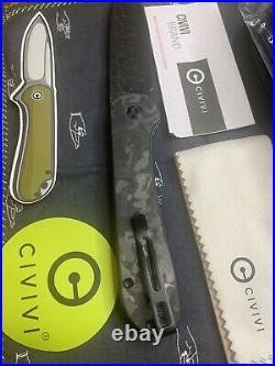 Civivi Elementum Button Lock Folding Knife Black Marble CF Damascus C2103DS-3
