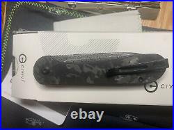 Civivi Elementum Button Lock Folding Knife Black Marble CF Damascus C2103DS-3