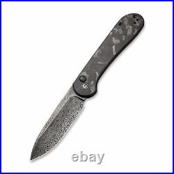 Civivi Elementum Folding Knife 3½ Damascus Steel Blade Marbled Carbon Fib Handle