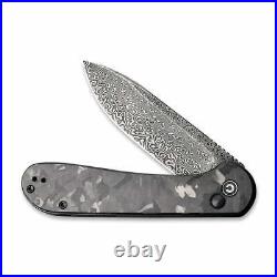 Civivi Elementum Folding Knife 3½ Damascus Steel Blade Marbled Carbon Fib Handle