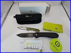 Civivi Elementum Folding Knife Black Marble CF Handle Damascus C2103DS-3