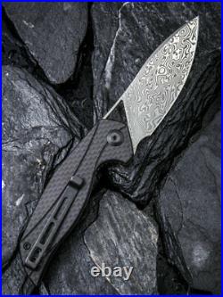 Civivi Elijah Isham Anthropos Damascus G10 Carbon Fiber Folding Knife C903DS