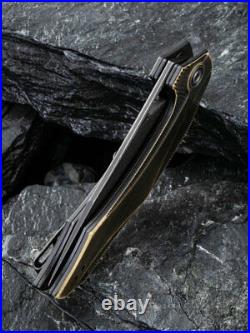 Civivi Elijah Isham Plethiros 3.45 Damascus Brass Folding Knife C904DS-3