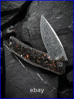 Civivi Incite 3.7 Damascus Carbon Fiber Copper Shred Folding Knife C908DS-2