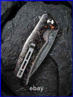 Civivi Incite 3.7 Damascus Carbon Fiber Copper Shred Folding Knife C908DS-2