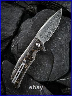 Civivi Incite 3.7 Damascus Carbon Fiber Gold Shred Folding Knife C908DS-1