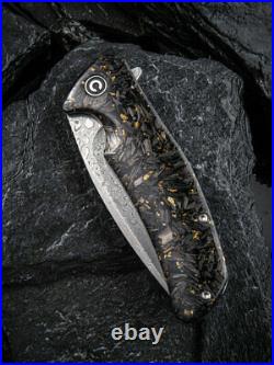 Civivi Incite 3.7 Damascus Carbon Fiber Gold Shred Folding Knife C908DS-1