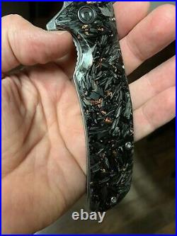 Civivi Incite Damascus Copper Shred Carbon Fiber Folding Knife Mirror Edge