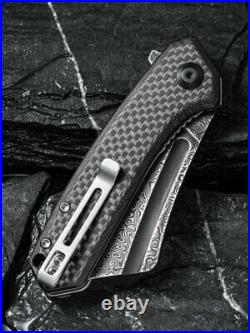 Civivi Mini Bullmastiff Black Damascus Carbon Fiber G10 Folding Knife C2004DS-1