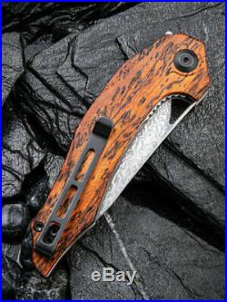 Civivi Plethiros Liner Folding Knife 3.5 Damascus Steel Blade Sandalwood Handle
