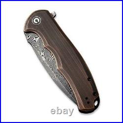 Civivi Praxis Folding Knife 3.74 Damascus Steel Blade Rubbed Copper Handle