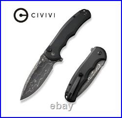 Civivi Praxis Folding Knife 3.75 Damascus Steel Blade Black C18026E-DS1