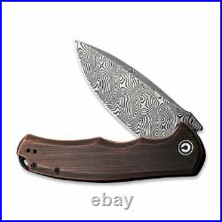 Civivi Praxis Folding Knife Copper Handle Damascus Plain Edge C803DS-3