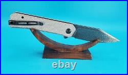 Civivi Relic Flipper Micarta Handle Liner Lock Plain Edge Knife Damascus Blade