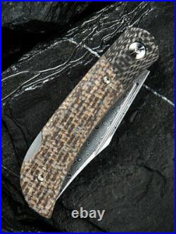 Civivi Rustic Gent Folding Knife 2.88 Damascus Steel Blade Brown Micarta Handle