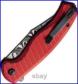 Civivi Stormhowl Folding Knife 3.25 Damascus Steel Blade Red Aluminum Handle