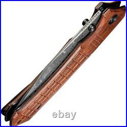 Civivi Tacticorix Folding Knife 3.75 Damascus Steel Blade Brown Wood Handle