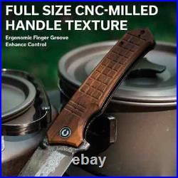 Civivi Tacticorix Folding Knife 3.75 Damascus Steel Blade Brown Wood Handle