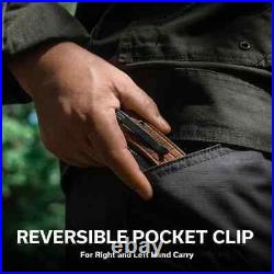 Civivi Tacticorix Folding Knife 3.75 Damascus Steel Blade Brown Wood Handle