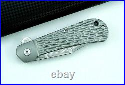 Clip Point Folding Knife Pocket Hunting Tactical Damascus Steel Titanium Handle