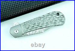 Clip Point Folding Knife Pocket Hunting Tactical Damascus Steel Titanium Handle
