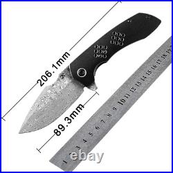 Clip Point Knife Folding Pocket Hunting Survival Army Damascus Steel Titanium S