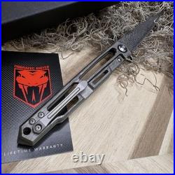 CobraTec Ghost Frame Lock Knife Damascus Wharncliffe, Titanium & Glass Breaker