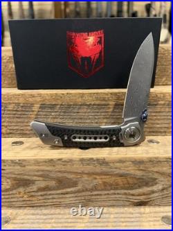 Cobratec Knives Emperor Framelock Carbon Fiber Folding Damascus Knife EMPDMDNS