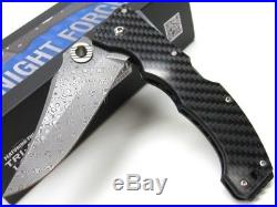 Cold Steel 63NF Carbon Fiber Night Force Straight Damascus Folding Pocket Knife