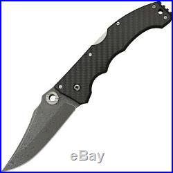 Cold Steel Night Force Folding Damascus Steel Clip Blade Black Handle Knife 63NF