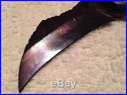Color Damascus Custom Folding Knife Stingray Skin Abalone