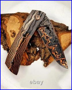 Copper-Forged Damascus Steel Knife, Handmade, Razor Sharp Blade, Premium Craft