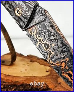 Copper-Forged Damascus Steel Knife, Handmade, Razor Sharp Blade, Premium Craft