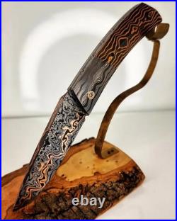 Copper-Forged Damascus Steel Knife, Handmade, Razor Sharp Blade, Premium Craft