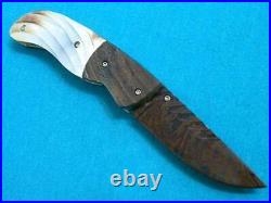 Custom Art Damascus Black Pearl Lockback Folding Knife Pocket Knives Gents Jack