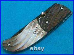 Custom Art Damascus Black Pearl Lockback Folding Knife Pocket Knives Gents Jack