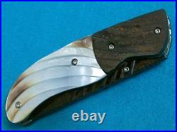 Custom Art Damascus Black Pearl Lockback Folding Knife Pocket Knives Gents Jack