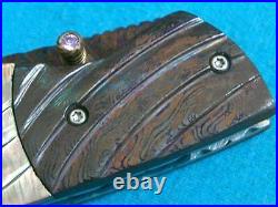 Custom Art Damascus Black Pearl Lockback Folding Knife Pocket Knives Gents Jack