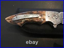 Custom Butch Ball Damascus Flipper Folder Folding Knife