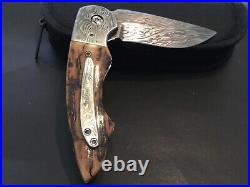 Custom Butch Ball Damascus Flipper Folder Folding Knife