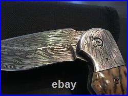 Custom Butch Ball Damascus Flipper Folder Folding Knife