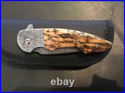 Custom Butch Ball Damascus Flipper Folder Folding Knife