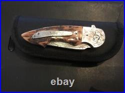 Custom Butch Ball Damascus Flipper Folder Folding Knife