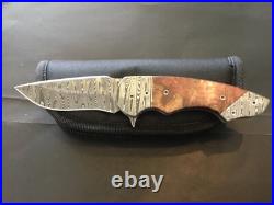 Custom Butch Ball Damascus Scorpion Flipper Folder Folding Knife