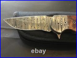 Custom Butch Ball Damascus Scorpion Flipper Folder Folding Knife