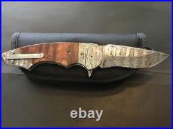 Custom Butch Ball Damascus Scorpion Flipper Folder Folding Knife