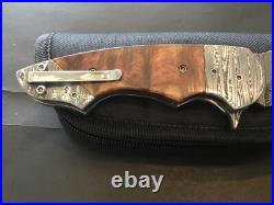 Custom Butch Ball Damascus Scorpion Flipper Folder Folding Knife