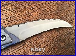 Custom Dale Reif Claw Pocket Folding Knife Damascus Bone Scales Titanium Liners