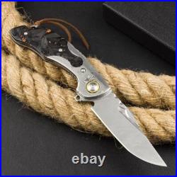 Custom Damascus Steel Blade Folding Knife Carbon Fiber/Damascus Steel Handle