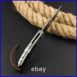 Custom Damascus Steel Blade Folding Knife Carbon Fiber/Damascus Steel Handle